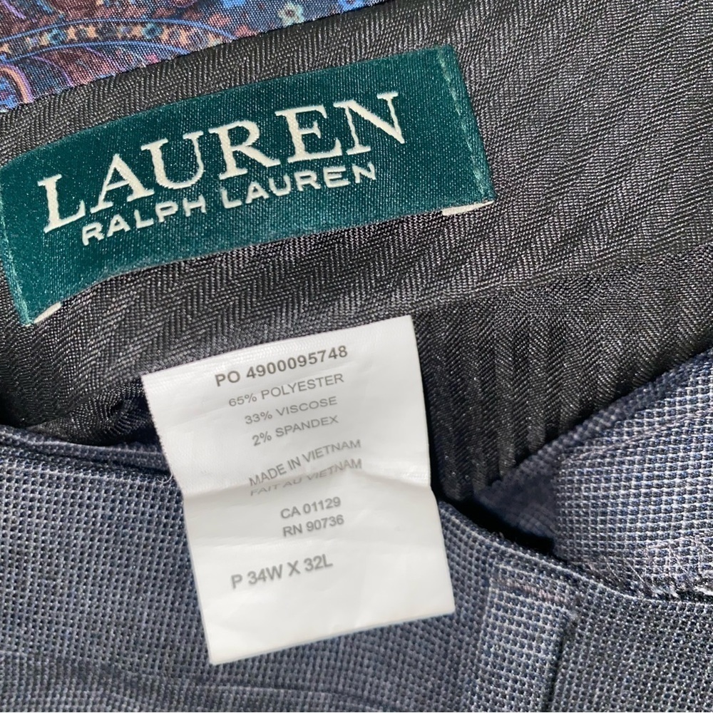Lauren Ralph Lauren Classic Fit UltraFlex Stretch Flat Front Suit Pants 34 X 32 - Picture 8 of 8